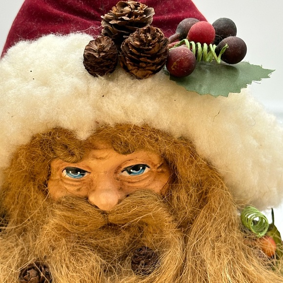 Christmas Tree Table Topper Santa Old World Nature Red Velvet Cape Green Body - Picture 12 of 16